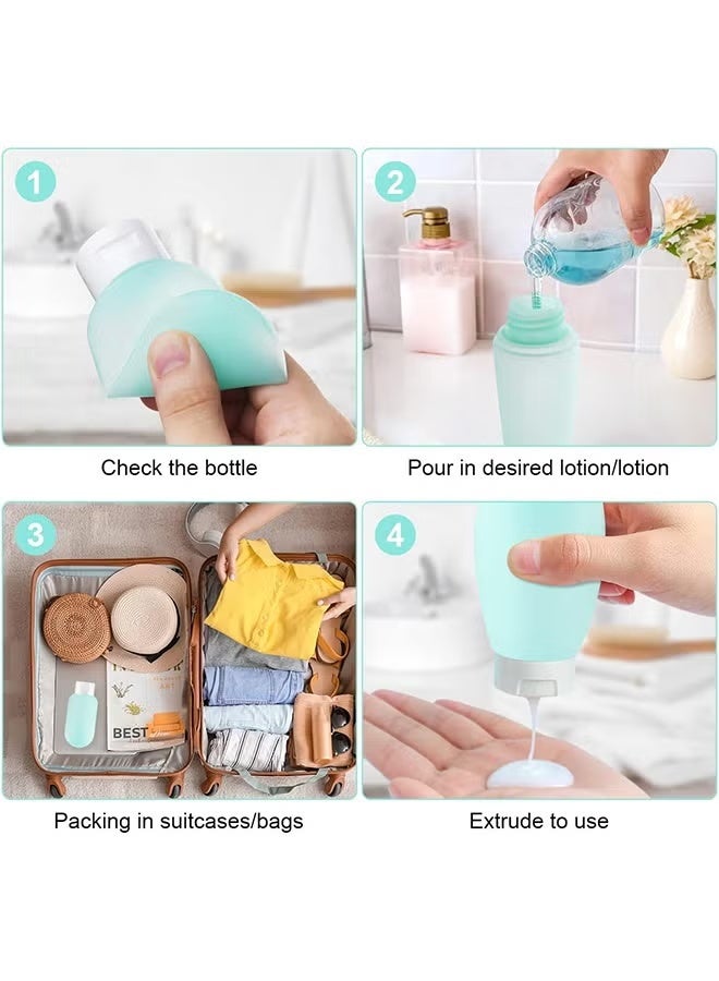 Ruili Four piece travel box, 60ml travel box with storage bag, small empty plastic squeeze box, suitable for travel toiletries and cosmetics, shampoo and conditioner. - Image 4